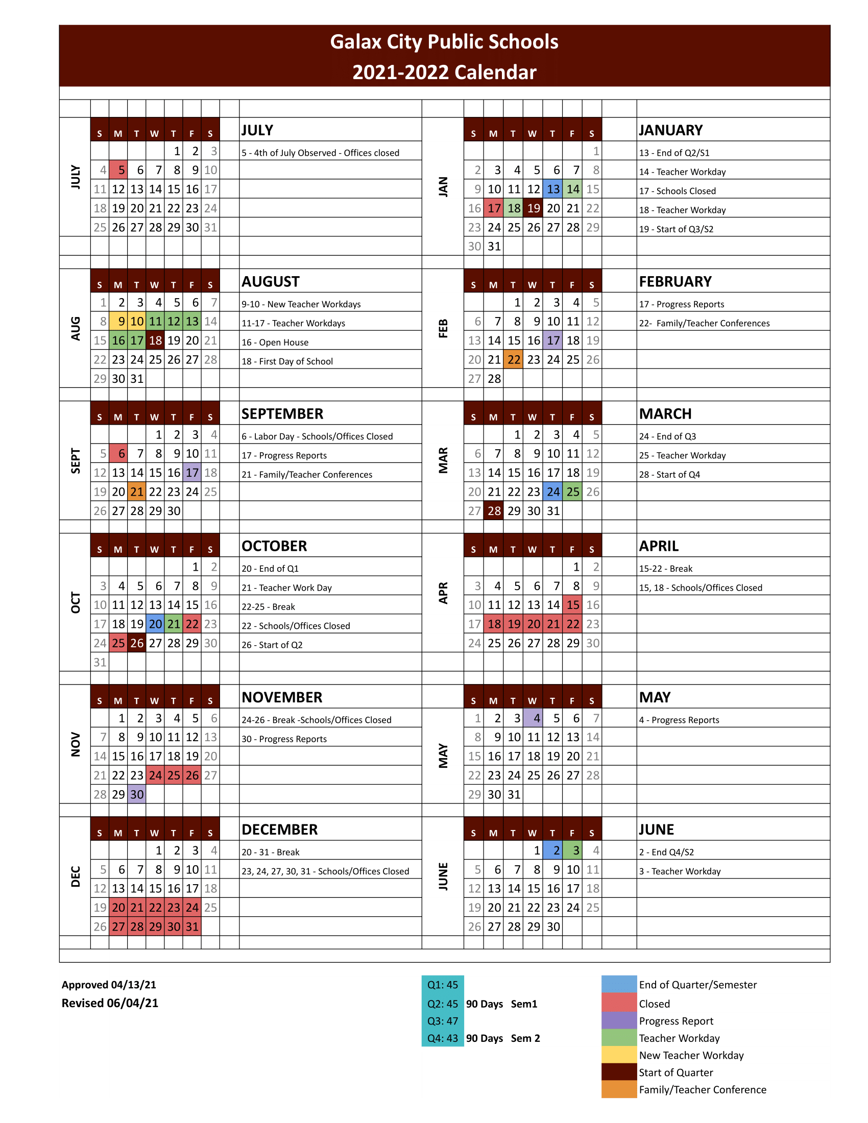 Division Calendar Galax City Public Schools